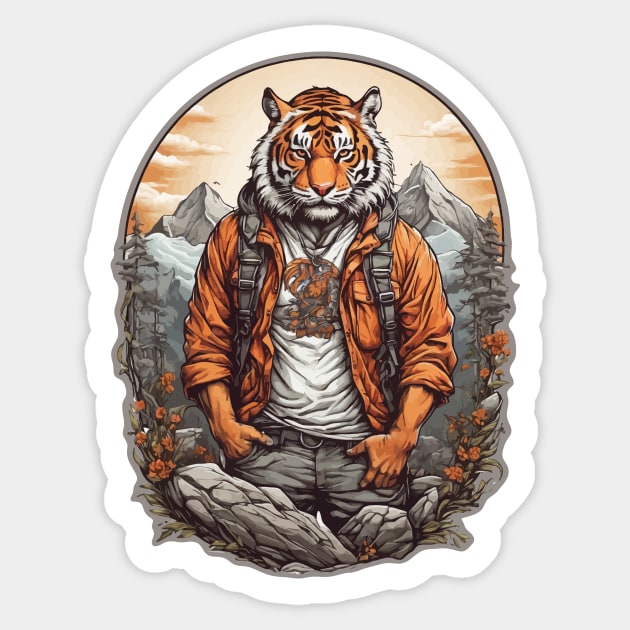 Tiger mountain climber Sticker by chuseco3